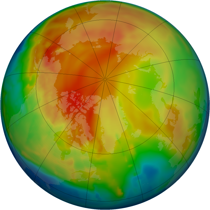 Arctic ozone map for 12 February 2013